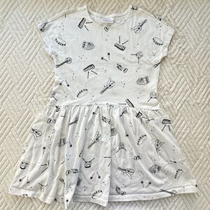 Hanna Andersson Girls Size 8 Music Instrument Print Organic Cotton Pocket Dress